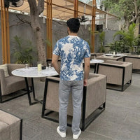 Indigo Abstract Graphic Oversized T-Shirt view 3