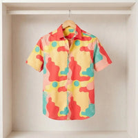 Men's Colorful Geometric & Shape Pattern Button-Down Summer Shirt view 1