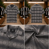 Men's Charcoal Grey Geometric Resort Shirt