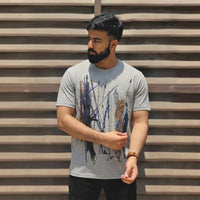 Men's Urban Brushstroke Graphic Grey T-Shirt view 2