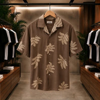 Cocoa Leaf Print Casual Shirt