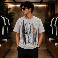 Men's Urban Brushstroke Graphic Grey T-Shirt