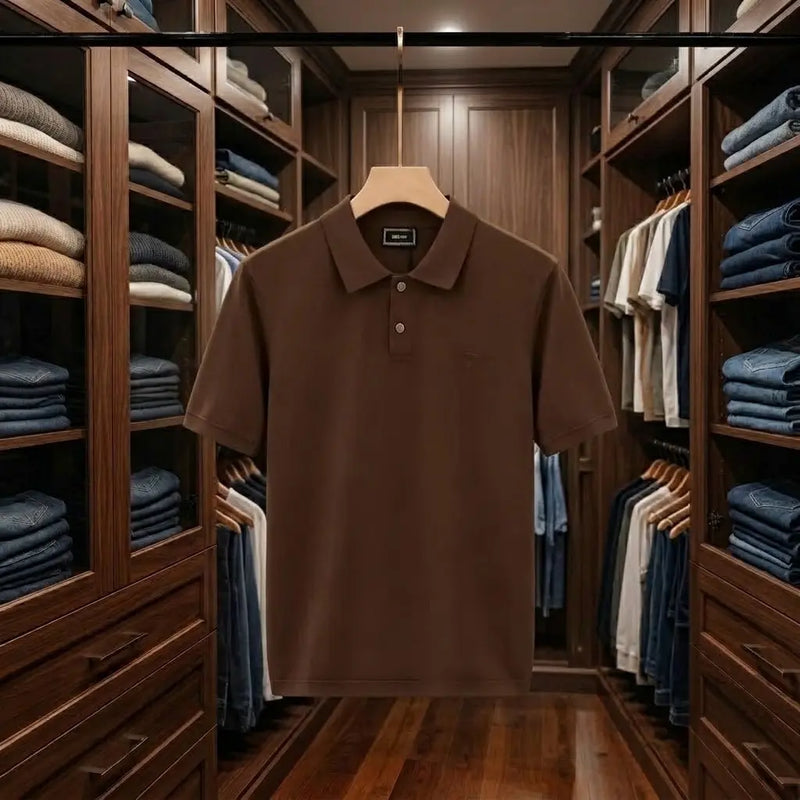 Men's Premium Chocolate Brown Tipped Collar Polo Shirt