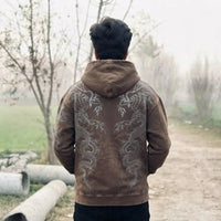 POLIZEI Vintage Shadow Dragon Embroidered Heavyweight Hoodie view 3