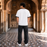 Men's Premium White Contrast Trim Graphic T-Shirt view 3
